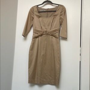 Kay Unger midi dress, gold, silky material, fully lined, 2.
